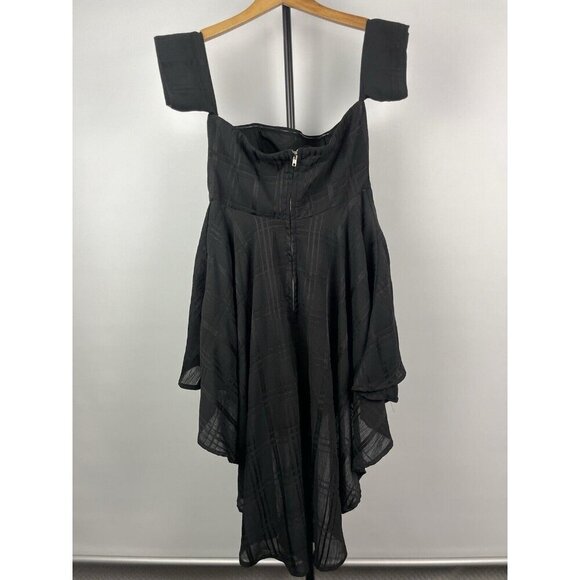 Selfie Leslie Black Jessa Hi-Low Chiffon Flowy Summer Brunch Romper Size M - Picture 8 of 9